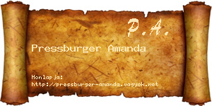 Pressburger Amanda névjegykártya